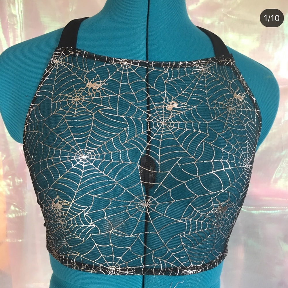 Mesh spiderweb crop top